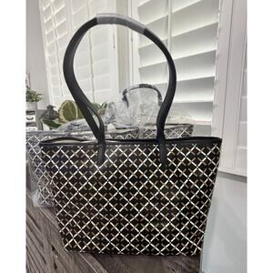 A New Day Black Monogram Tote Bag Geometric Commuter Tote Minimalist Chic Boho